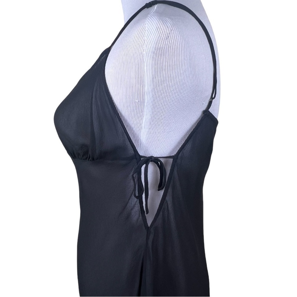 Vintage Victoria’s Secret Babydoll 100% Silk Sheer Nightie Slip Large Black - Picture 5 of 11